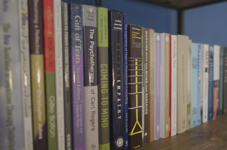Bookshelf with counselling books